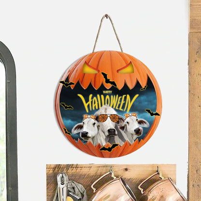 Brahman In Halloween Decoration Pumkpin Happy Halloween Wooden Sign, Farm Wood Sign, Farmhouse Decor Wooden Signs