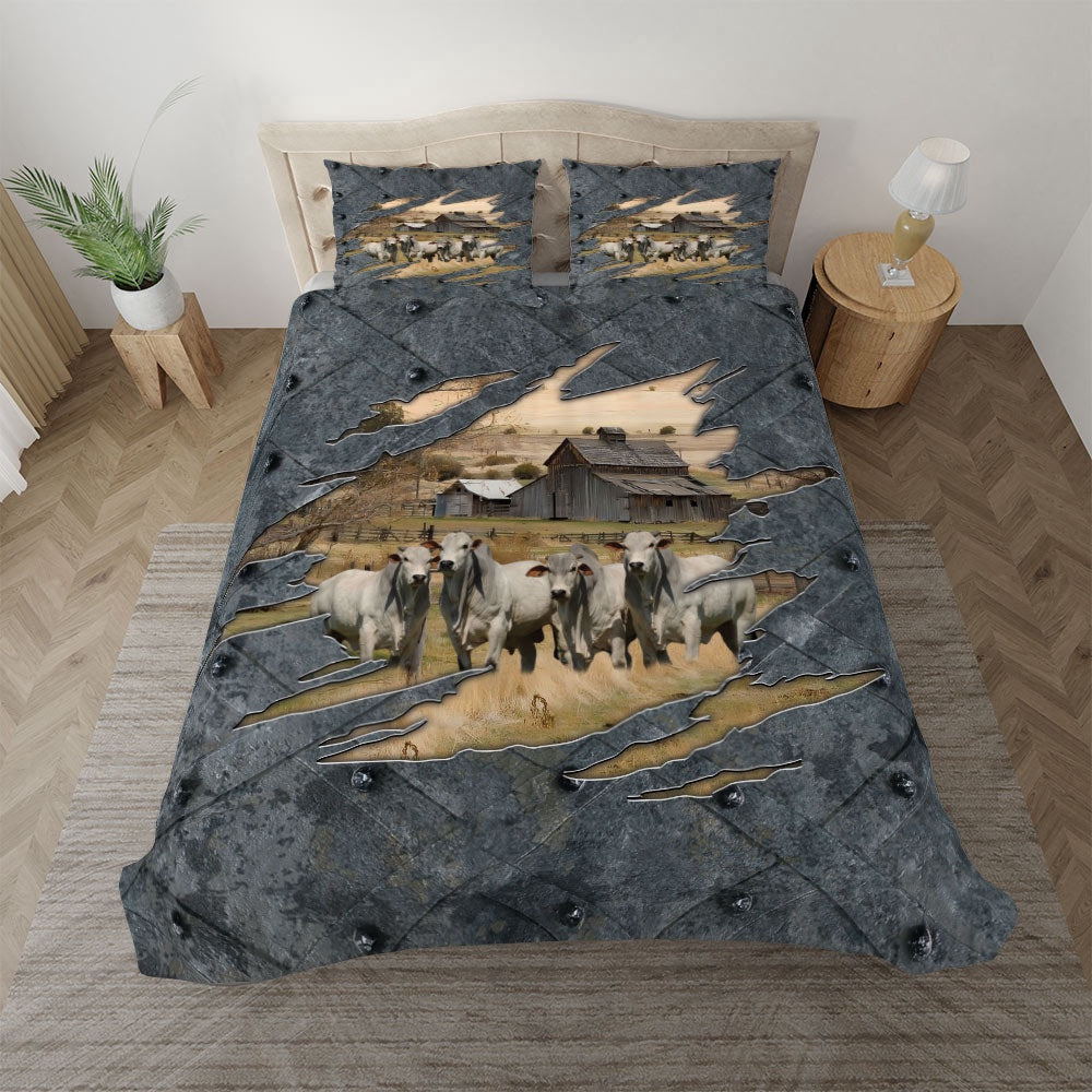 Brahman On The Farm Customized Name Bedding Set, Farm Bedding Set, Farmhouse Bedding Set
