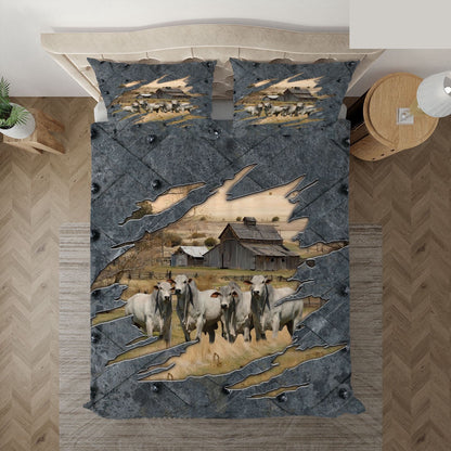 Brahman On The Farm Customized Name Bedding Set, Farm Bedding Set, Farmhouse Bedding Set