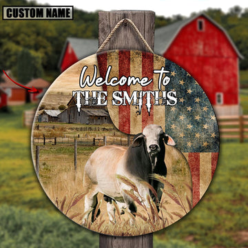 Brahman On The Farm Round Wooden Sign, Farm Wood Sign, Farm House Wood Signs