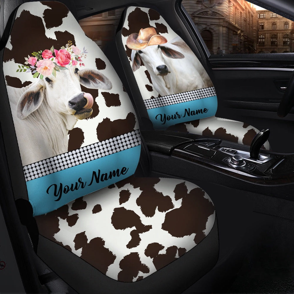 Brahman Pattern Customized Name Dairy Cow Car Seat Cover, Car Seat Cover, Farm Car Seat Cover, Pet Seat Covers