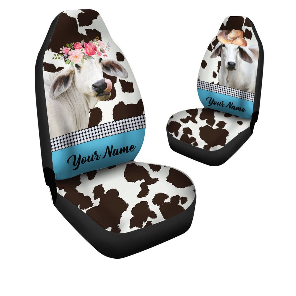 Brahman Pattern Customized Name Dairy Cow Car Seat Cover, Car Seat Cover, Farm Car Seat Cover, Pet Seat Covers