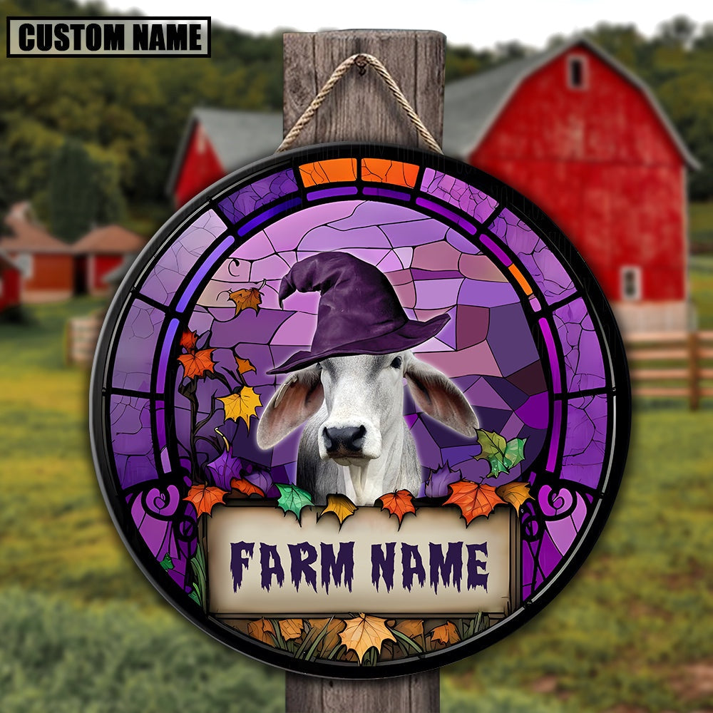 Brahman Stained Glass Effect Happy Halloween Wooden Sign, Farm Wood Sign, Farm House Wood Signs