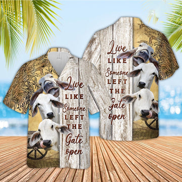 Brahman Woods Pattern Hawaiian Shirt, Farm Hawaiian Shirt, Farmer Hawaii