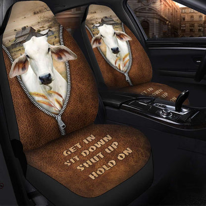 Brahman Zipper Leather Pattern Car Seat Cover, Car Seat Cover, Farm Car Seat Cover, Pet Seat Covers