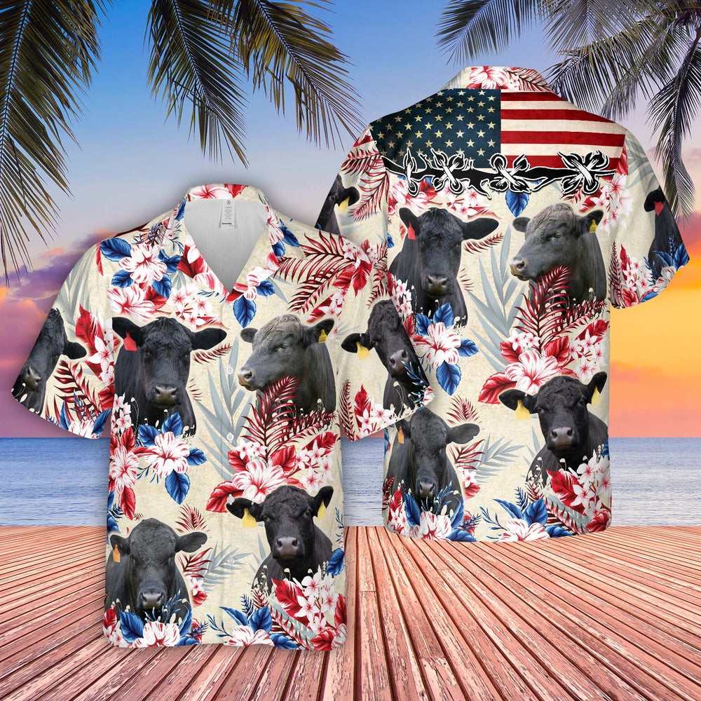 Brangus Pattern US FLAG Hawaiian Shirt, Farm Hawaiian Shirt, Farmer Hawaii