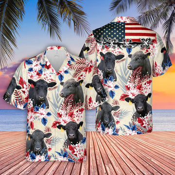 Brangus Pattern US FLAG Hawaiian Shirt, Farm Hawaiian Shirt, Farmer Hawaii
