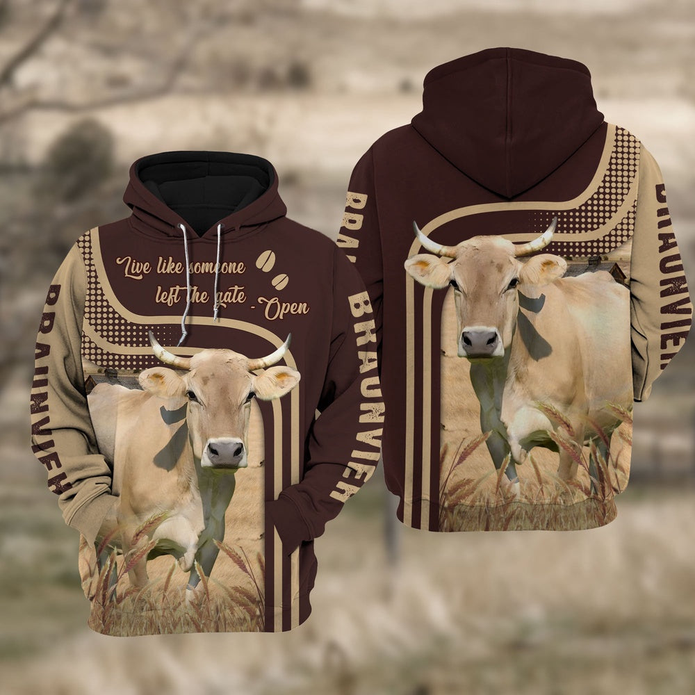 Braunvieh Cattle Live Like Some One Hoodie, Farmer Hoodie, Farm Themed Shirts, Farm Tee Shirts
