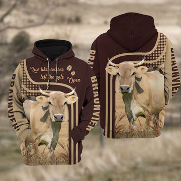 Braunvieh Cattle Live Like Some One Hoodie, Farmer Hoodie, Farm Themed Shirts, Farm Tee Shirts