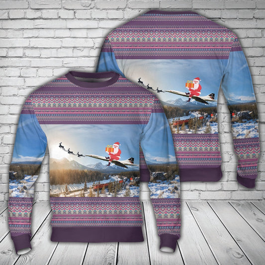 British Airways Aerospatiale-BAC Concorde 102 Christmas AOP Sweater, Christmas Ugly Sweater, Sweater Xmas, Ugly Sweater