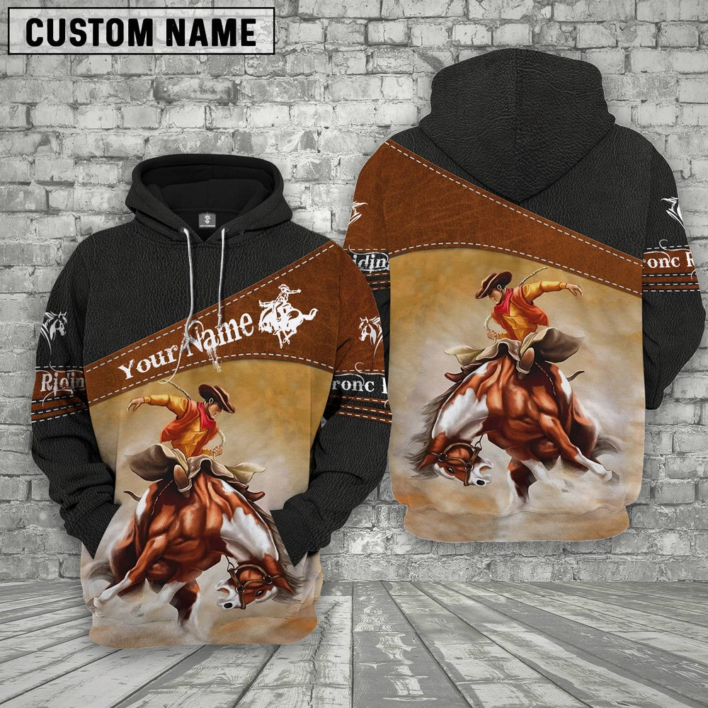 Bronc Riding Custom Name Printed 3D Black Hoodie, Farmer Hoodie, Custom Farm Shirts, Farmer T Shirt