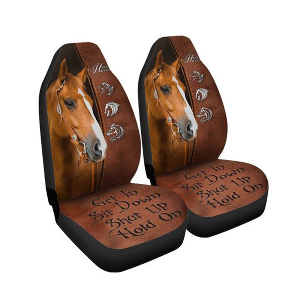 Brown Horse - Horse Symbols - Get In Sit Down Shut Up Hold On Car Seat Cover, Car Seat Cover, Farm Car Seat Cover, Pet Seat Covers
