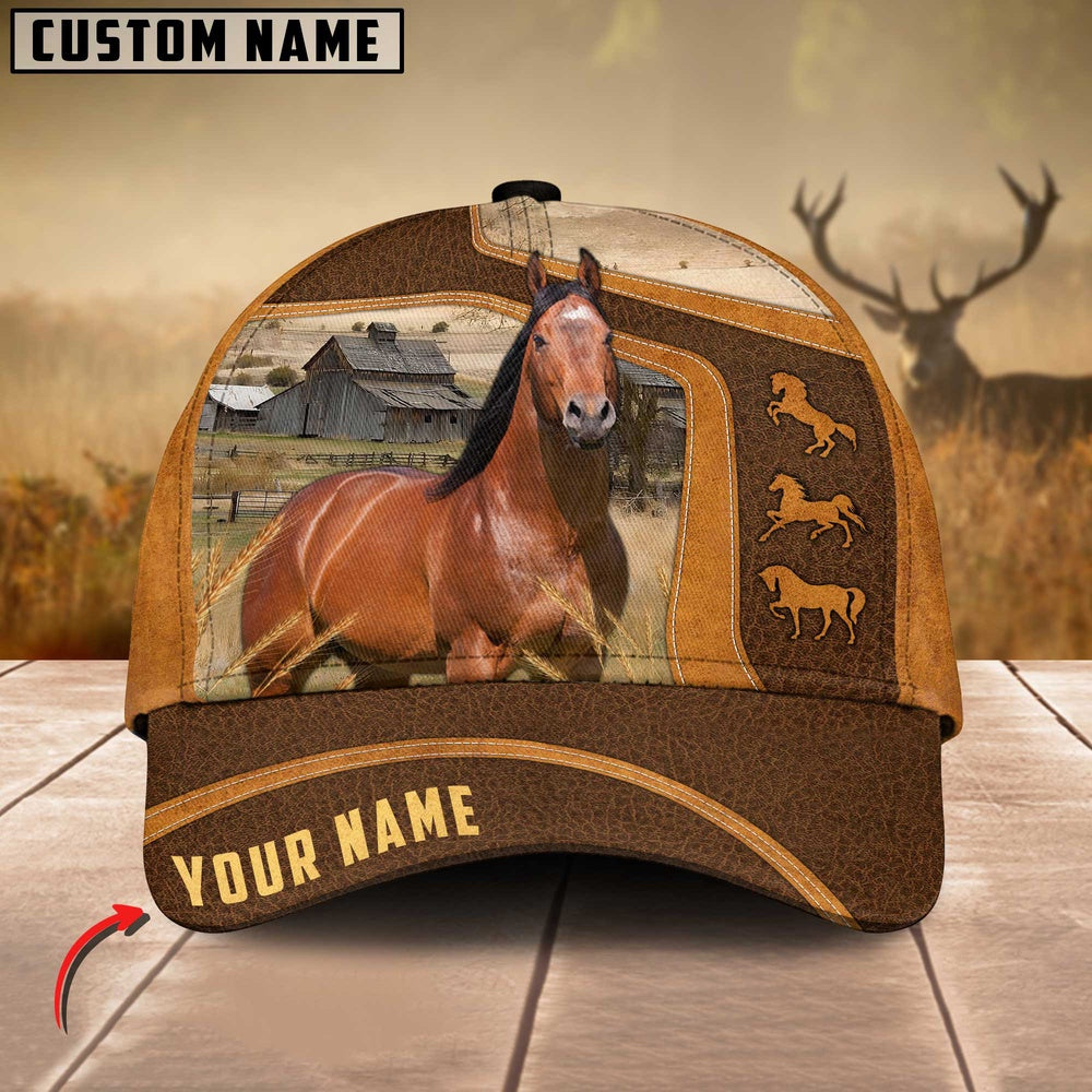 Brown Horse Customized Name Cap, Farmer Cap, Vintage Farmer Hat, Mens Farmer Hats, Cap For Farmers