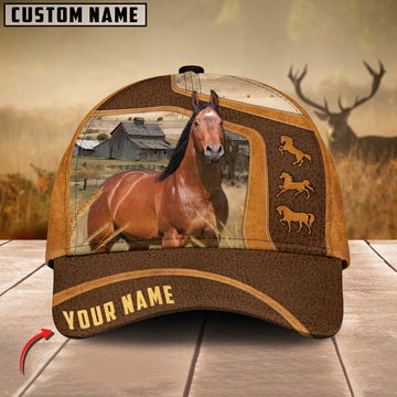 Brown Horse Customized Name Cap, Farmer Cap, Vintage Farmer Hat, Mens Farmer Hats, Cap For Farmers