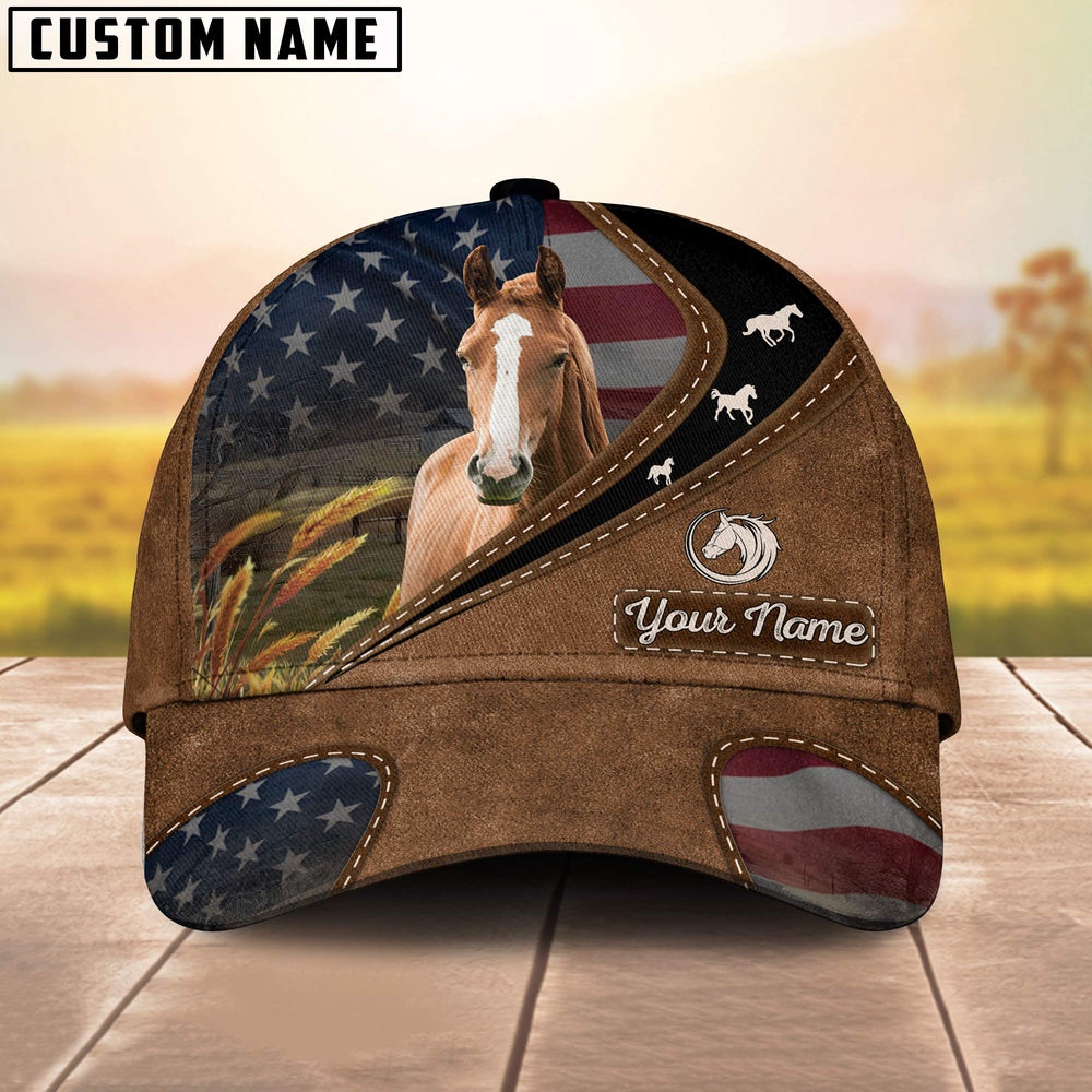 Brown Horse Leather Pattern American Customized Name Cap, Farmer Cap, Vintage Farmer Hat, Mens Farmer Hats, Cap For Farmers