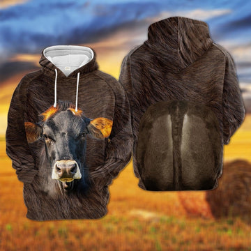 Brown Swiss All Over Printed Hoodie, Farmer Hoodie, Farm Themed Shirts, Farm Tee Shirts