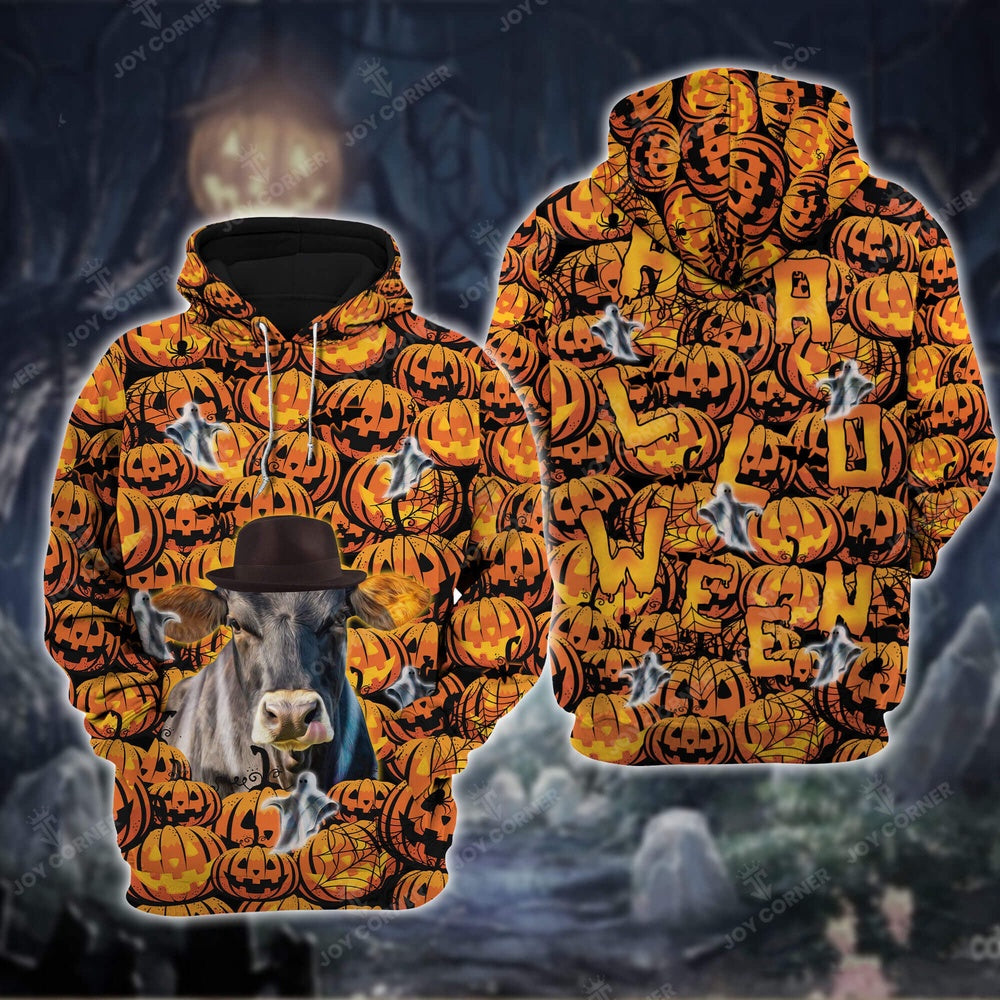 Brown Swiss Cattle Halloween 3D Shirt, Farmer Hoodie, Farm Themed Shirts, Farm Tee Shirts