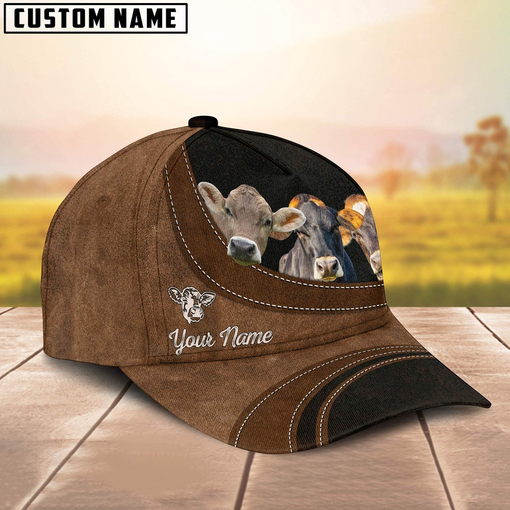 Brown Swiss Happiness Customized Name Cap, Farmer Cap, Vintage Farmer Hat, Mens Farmer Hats, Cap For Farmers