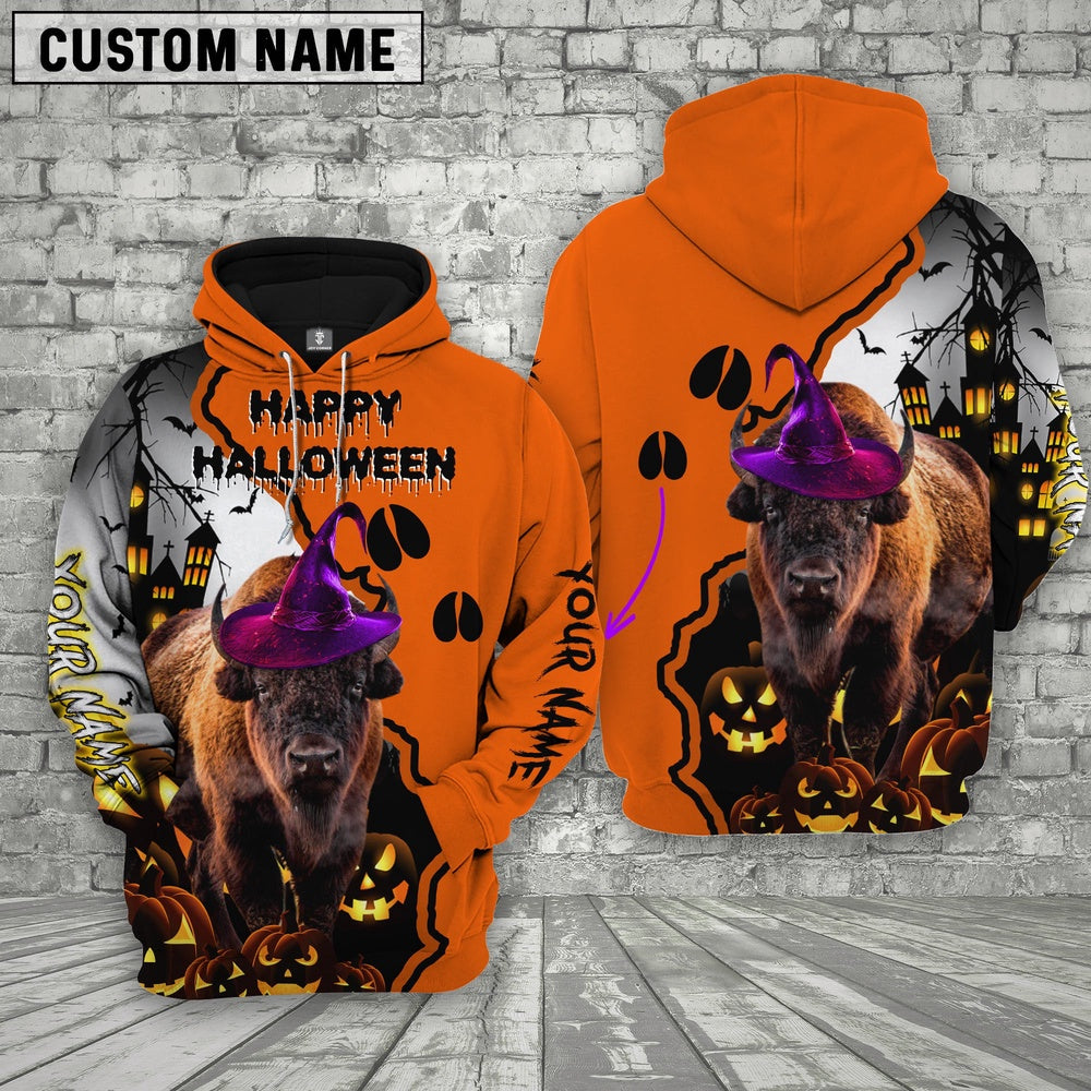 Buffalo Castle Footprint Halloween Pattern 3D Hoodie, Farmer Hoodie, Custom Farm Shirts, Farmer T Shirt