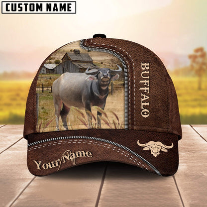 Buffalo Customized Name Leather Pattern Cap, Farmer Cap, Vintage Farmer Hat, Mens Farmer Hats, Cap For Farmers