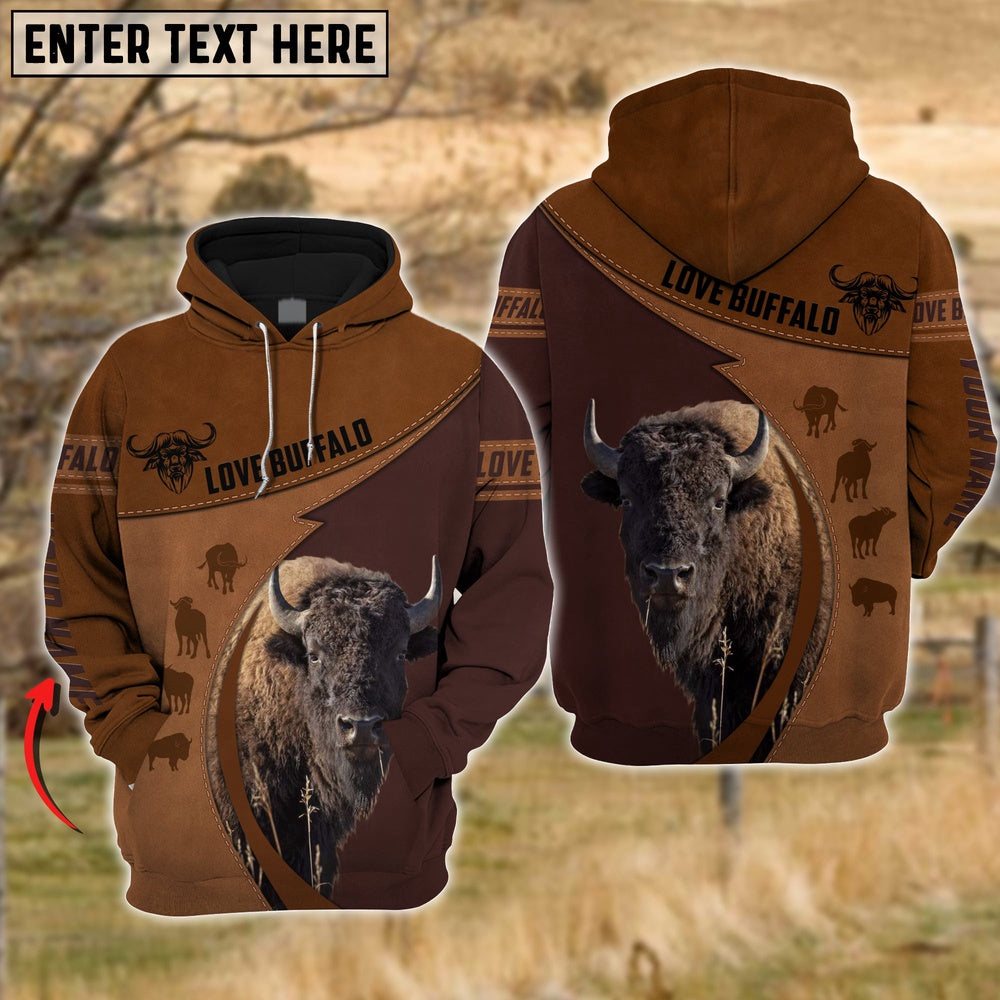 Buffalo Love Cattle Leather Pattern Personalized All Over Printed Hoodie, Farmer Hoodie, Custom Farm Shirts, Farmer T Shirt