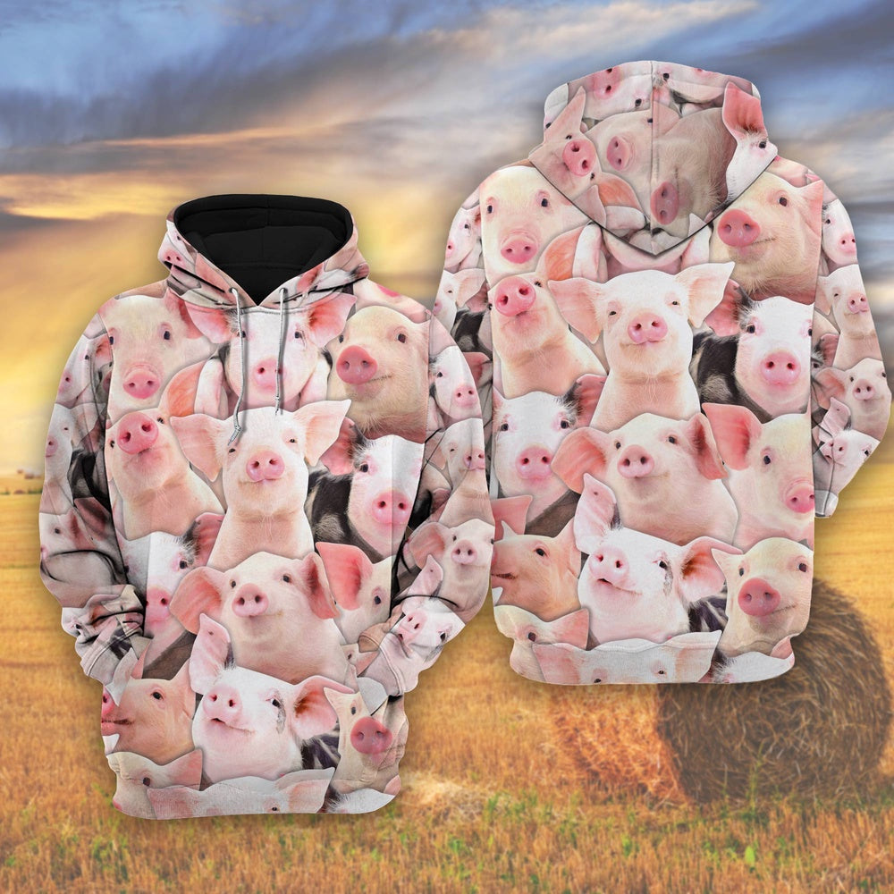 Bunch Of Pigs All Over Printed Shirts, Farmer Hoodie, Farm Themed Shirts, Farm Tee Shirts