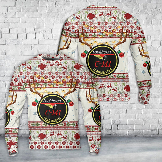 C141 Loadmaster Christmas AOP Sweater, Christmas Ugly Sweater, Sweater Xmas, Ugly Sweater
