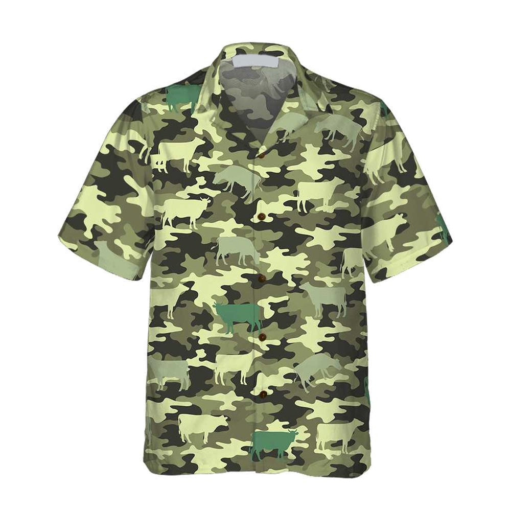 CAMOUFLAGE COW Hawaiian Shirt, Farm Hawaiian Shirt, Farmer Hawaii