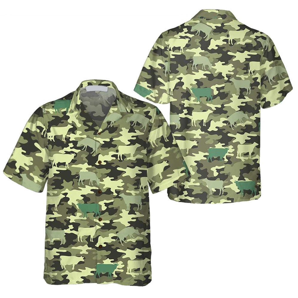 CAMOUFLAGE COW Hawaiian Shirt, Farm Hawaiian Shirt, Farmer Hawaii