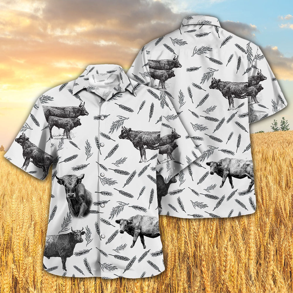 CHAROLAIS PATTERN Hawaiian Shirt, Farm Hawaiian Shirt, Farmer Hawaii
