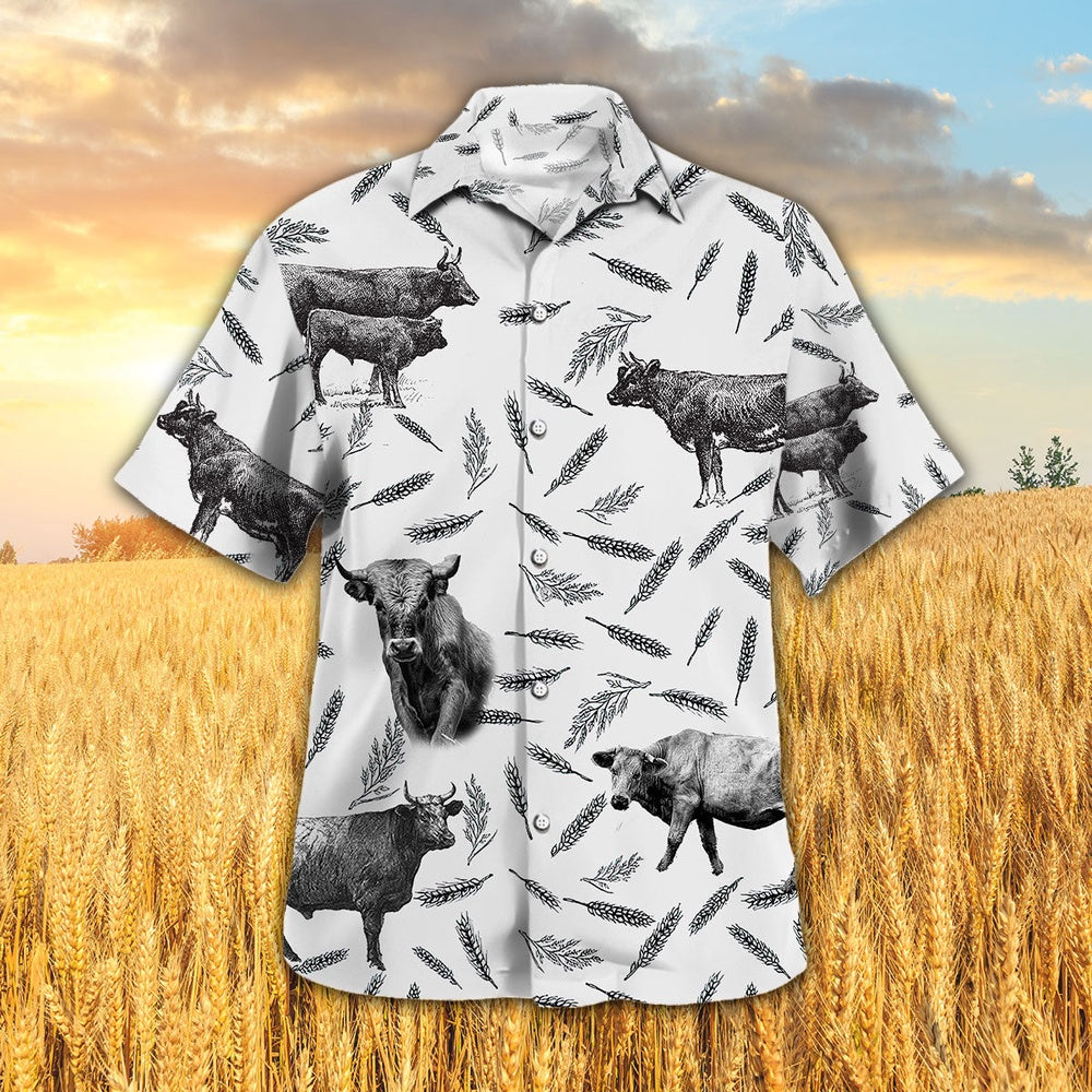 CHAROLAIS PATTERN Hawaiian Shirt, Farm Hawaiian Shirt, Farmer Hawaii
