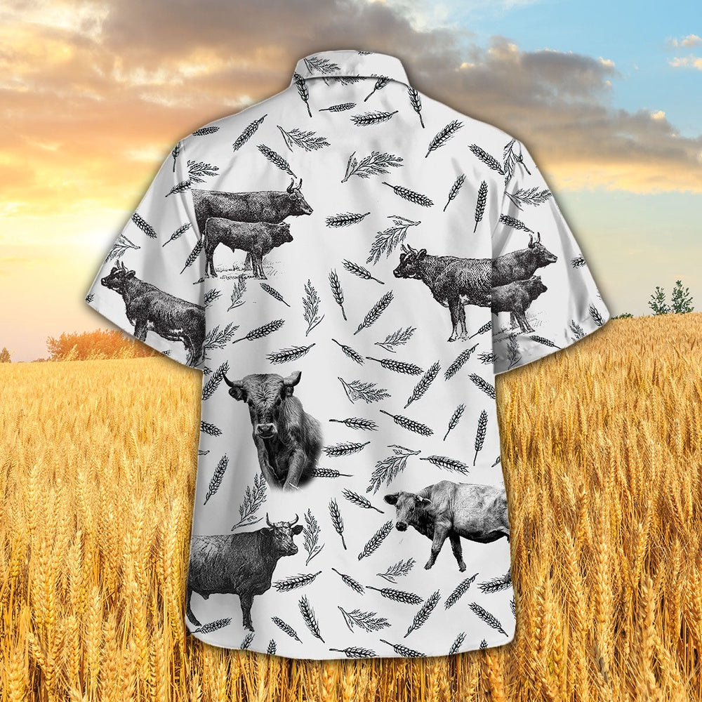 CHAROLAIS PATTERN Hawaiian Shirt, Farm Hawaiian Shirt, Farmer Hawaii