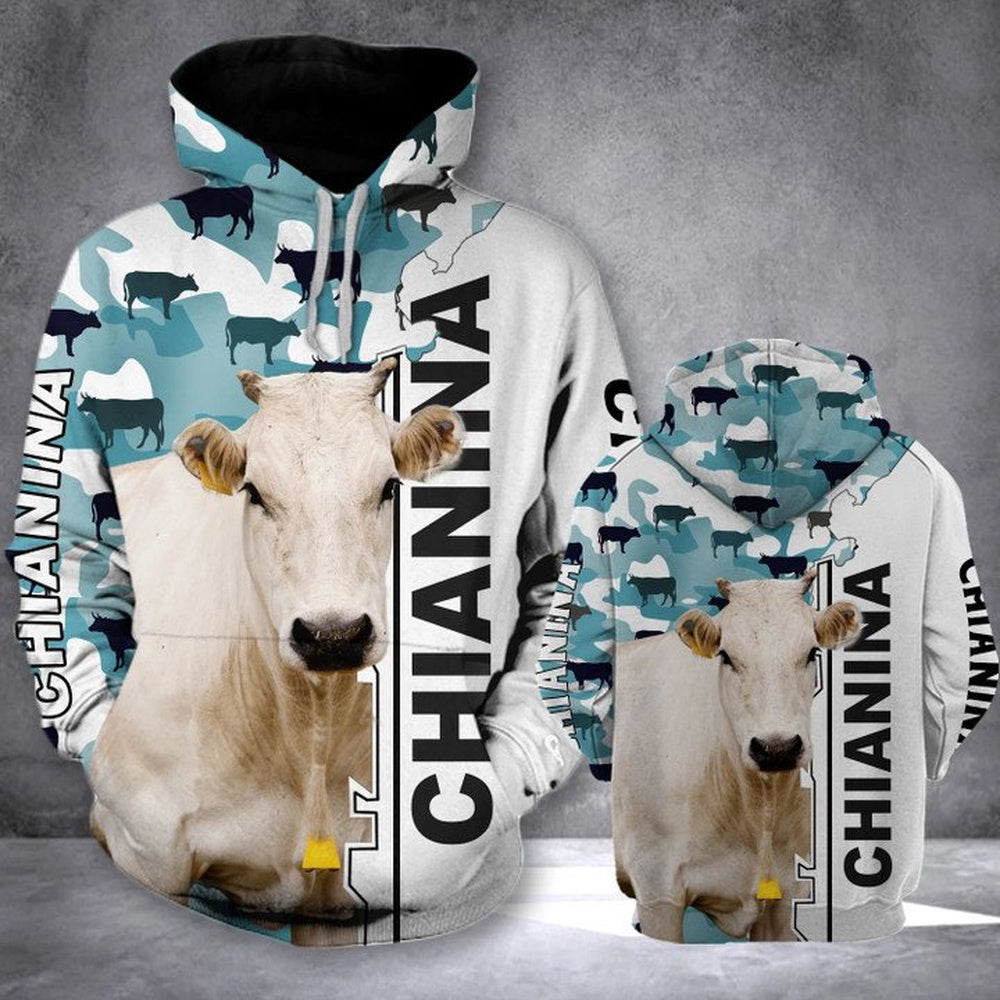 CHIANINA HALF CAMO All Over Printed Hoodie, Farmer Hoodie, Farm Themed Shirts, Farm Tee Shirts