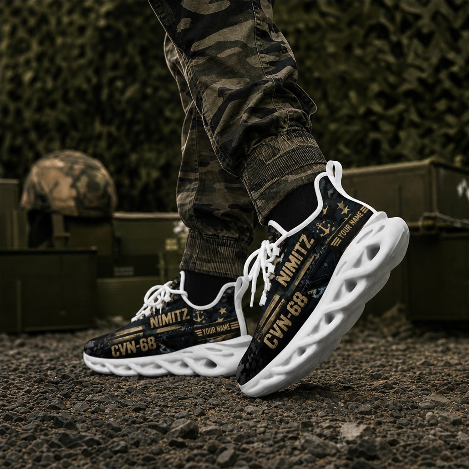 Custom Name CVN 68 Nimitz Veteran Max Soul Shoes, Veteran Sneaker