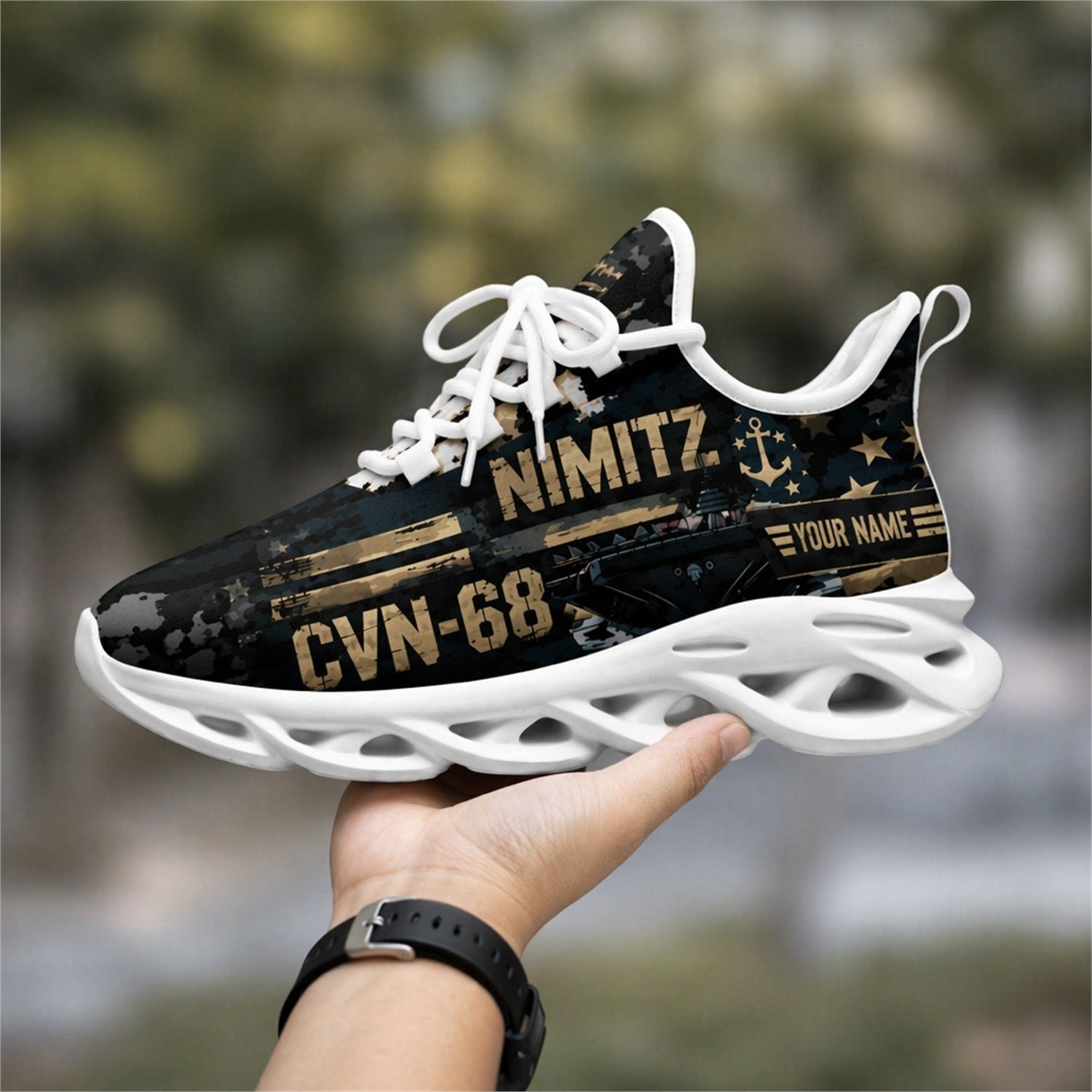 Custom Name CVN 68 Nimitz Veteran Max Soul Shoes, Veteran Sneaker