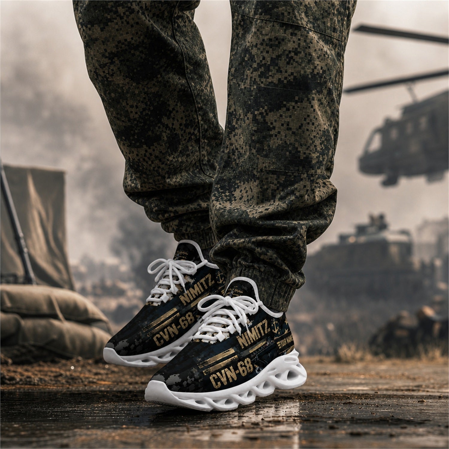 Custom Name CVN 68 Nimitz Veteran Max Soul Shoes, Veteran Sneaker