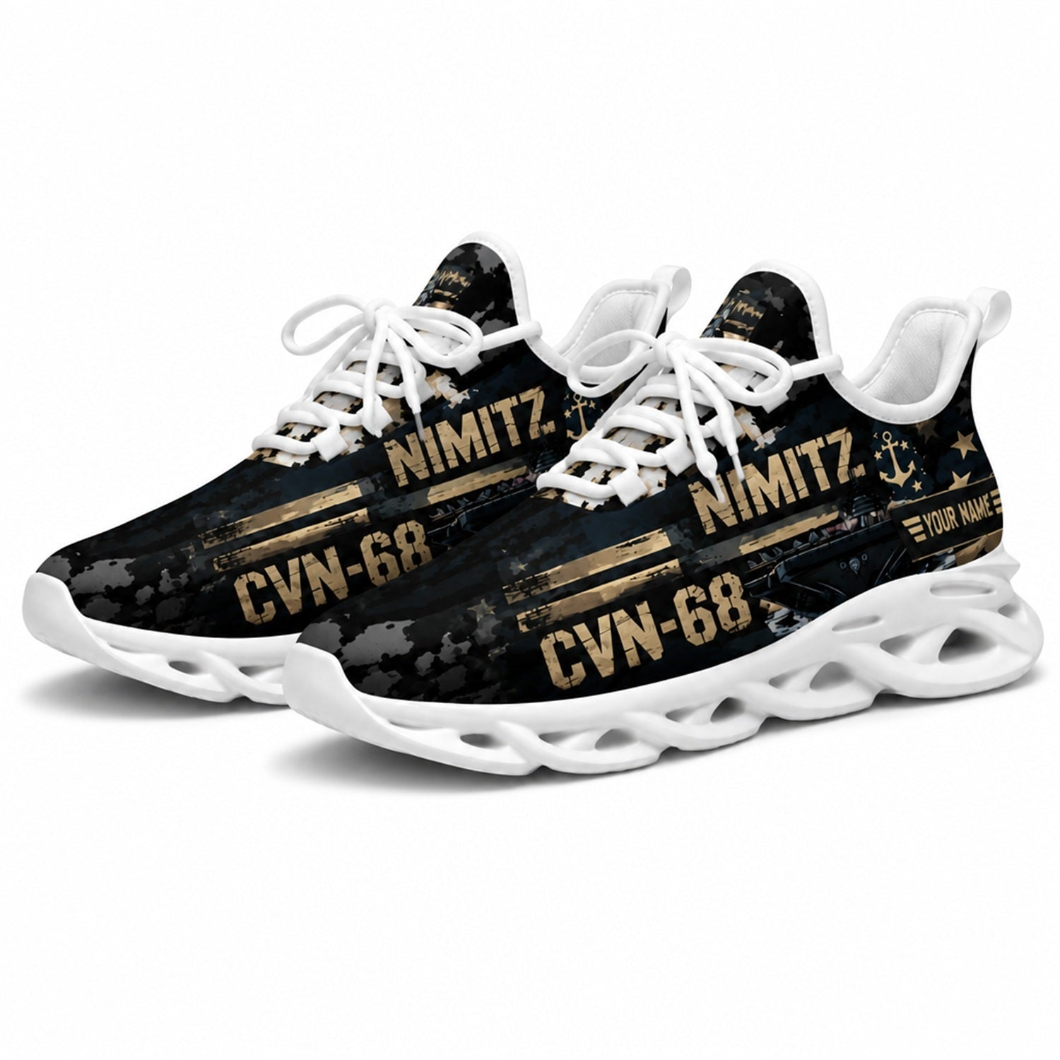 Custom Name CVN 68 Nimitz Veteran Max Soul Shoes, Veteran Sneaker