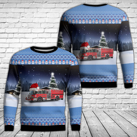 Caledonia, Michigan, Dutton Fire Department Christmas AOP Ugly Sweater, Christmas Ugly Sweater, Sweater Xmas, Ugly Sweater