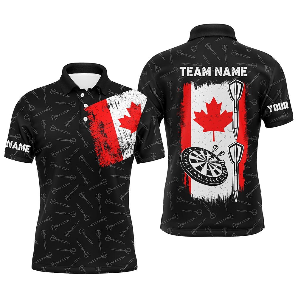 Canada Flag Darts Men Polo Shirt Custom Patriotic Darts Shirt For Men Dart Team Polo, Darts Team Polo Shirt