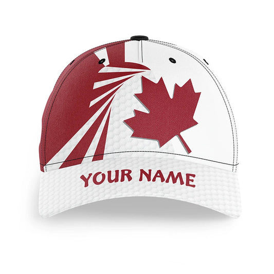 Canada Flag Golfer Hats Golf Pattern Red White Golf Cap For Golfer Patriotic Golfing Gifts, Golf Baseball Cap
