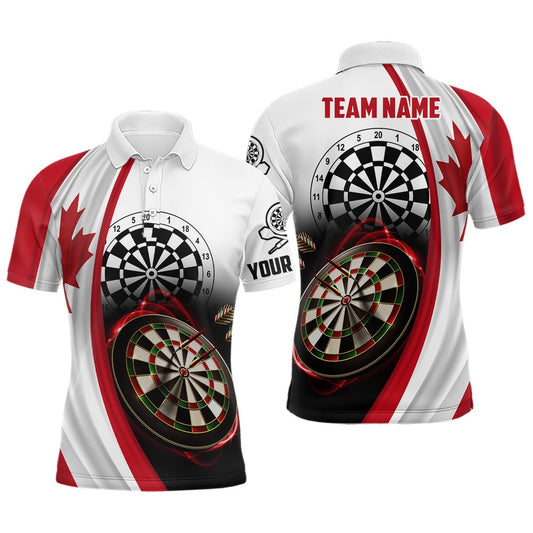 Canada Flag Men Darts Polo Shirt Custom Darts Shirt For Dart Lovers Dart Team Polo, Darts Team Polo Shirt