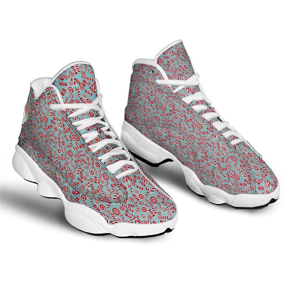 Candy Cane Christmas Print Pattern Basketball Shoes, Christmas Basketball Shoes, Christmas Shoes