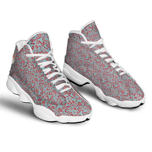 Candy Cane Christmas Print Pattern Basketball Shoes, Christmas Basketball Shoes, Christmas Shoes