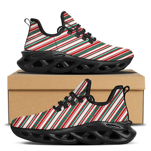 Candy Cane Stripe Christmas Print Black Max Soul Shoes, Christmas Sneakers, Christmas Shoes, Christmas Clunky Sneaker