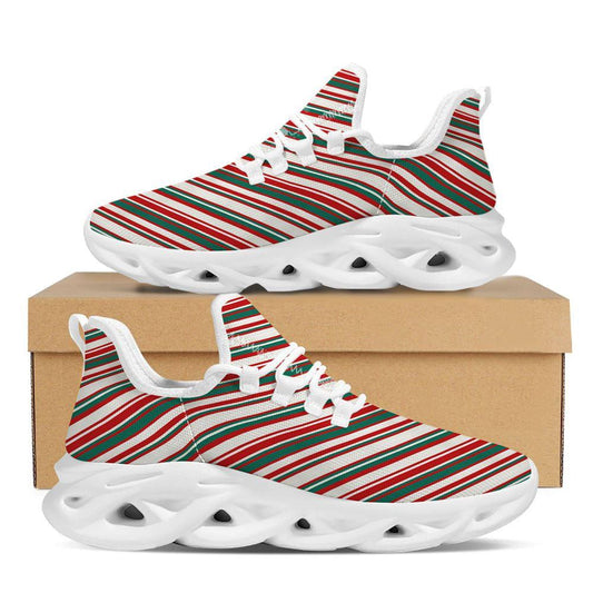 Candy Cane Stripe Christmas Print White Max Soul Shoes, Christmas Sneakers, Christmas Shoes, Christmas Clunky Sneaker
