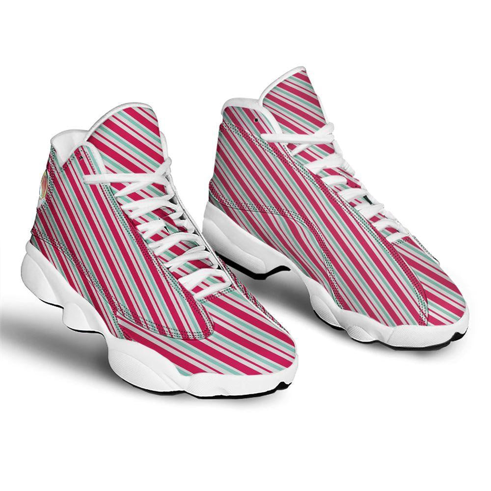 Candy Cane Striped Christmas Print Basketball Shoes, Christmas Basketball Shoes, Christmas Shoes