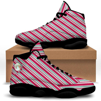 Candy Cane Striped Christmas Print Basketball Shoes, Christmas Basketball Shoes, Christmas Shoes