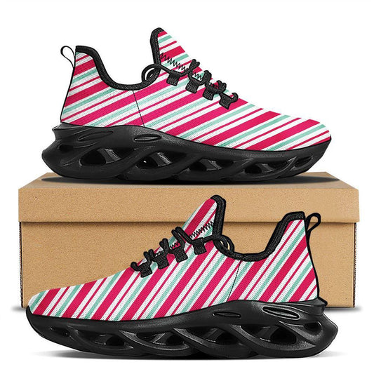 Candy Cane Striped Christmas Print Black Max Soul Shoes, Christmas Sneakers, Christmas Shoes, Christmas Clunky Sneaker
