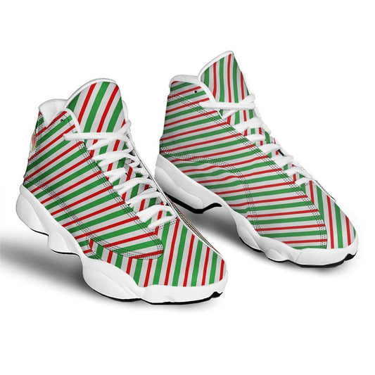 Candy Cane Stripes Christmas Print Basketball Shoes, Christmas Basketball Shoes, Christmas Shoes