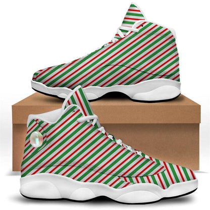 Candy Cane Stripes Christmas Print Basketball Shoes, Christmas Basketball Shoes, Christmas Shoes